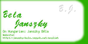 bela janszky business card