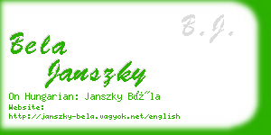 bela janszky business card